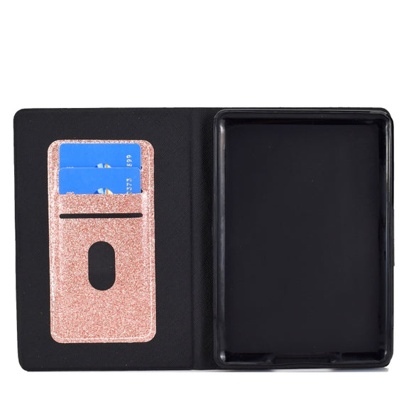 For Amazon Kindle Youth Version 2022 Varnish Glitter Powder Smart Leather Tablet Case(Rose Gold)