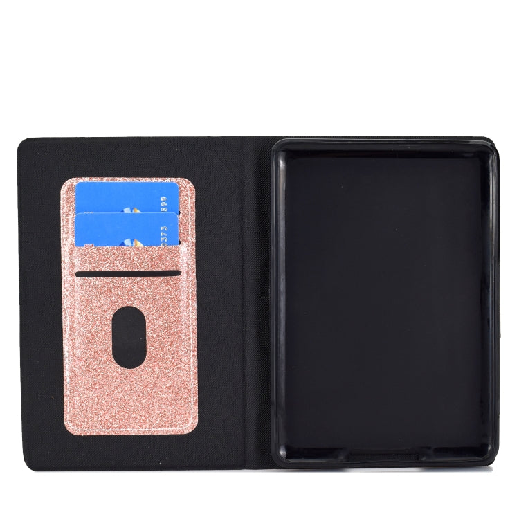 For Amazon Kindle Youth Version 2022 Varnish Glitter Powder Smart Leather Tablet Case(Rose Gold)