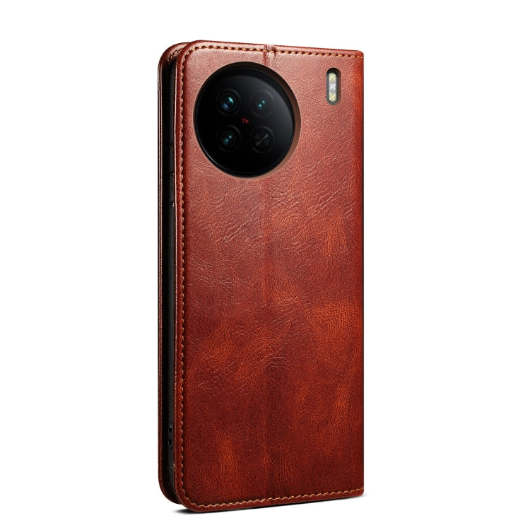 For vivo X90 Oil Wax Crazy Horse Texture Leather Phone Case(Brown)