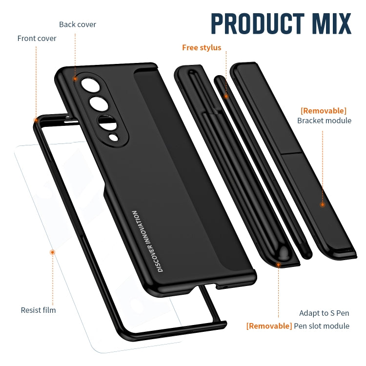 For Samsung Galaxy Z Fold4 2 in 1 Detachable PC Folding Phone Case with Holder & Pen Slot(Black)