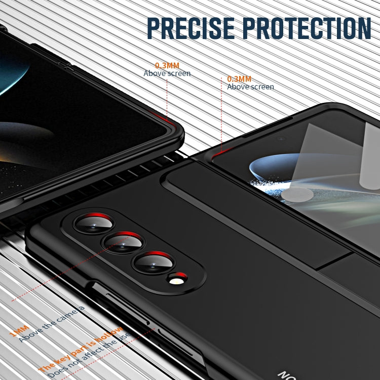 For Samsung Galaxy Z Fold4 2 in 1 Detachable PC Folding Phone Case with Holder & Pen Slot(Black)