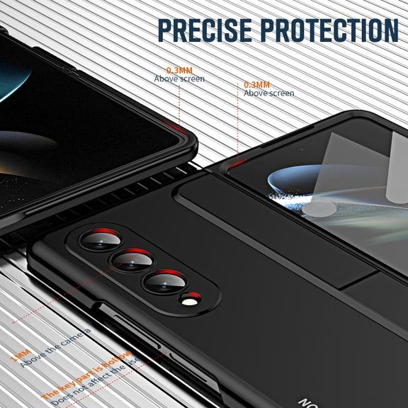 For Samsung Galaxy Z Fold4 2 in 1 Detachable PC Folding Phone Case with Holder & Pen Slot(Black)