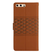 For Huawei P10 Plus Diamond Embossed Skin Feel Leather Phone Case with Lanyard(Brown)