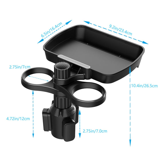 B09 Car Drink Water Cup Holder 360 Degree Rotating Dinner Plate(Black)