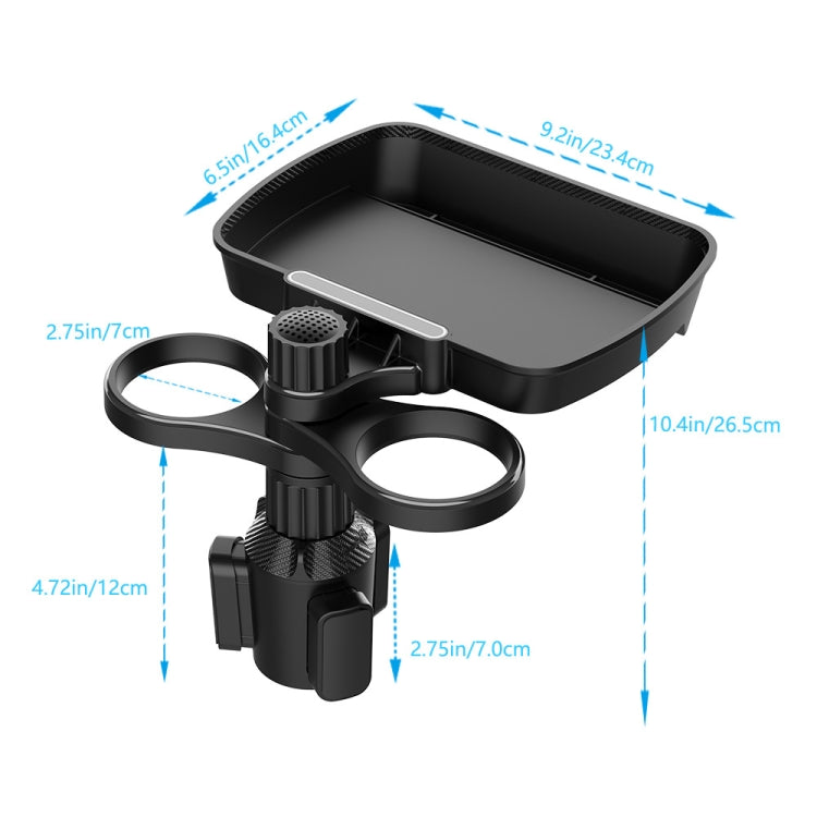 B09 Car Drink Water Cup Holder 360 Degree Rotating Dinner Plate(Black)