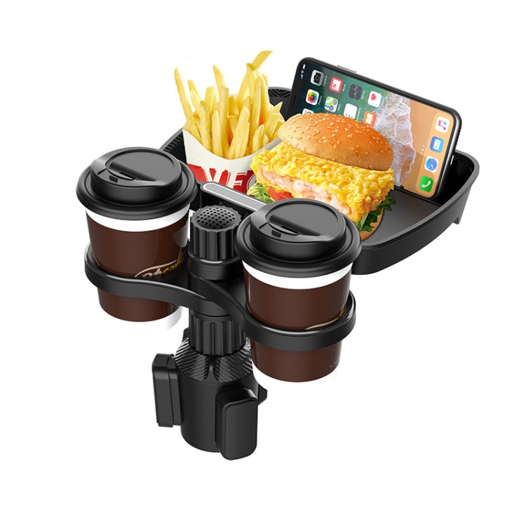 B09 Car Drink Water Cup Holder 360 Degree Rotating Dinner Plate(Black)