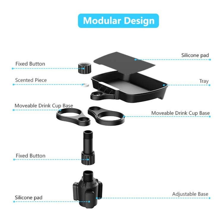 B09 Car Drink Water Cup Holder 360 Degree Rotating Dinner Plate(Black)