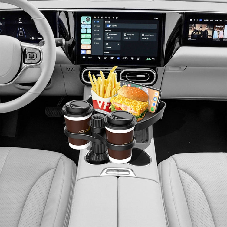 B09 Car Drink Water Cup Holder 360 Degree Rotating Dinner Plate(Black)