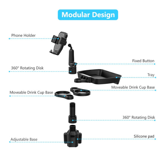 B06 Car Drink Water Cup Mobile Phone Holder 360 Degree Rotating Dinner Plate(Grey)