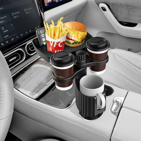 A05 Car Drink Water Cup Holder 360 Degree Rotating Dinner Plate(Black)