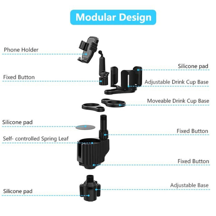A04 Car Drink Water Cup Mobile Phone Holder(Grey)