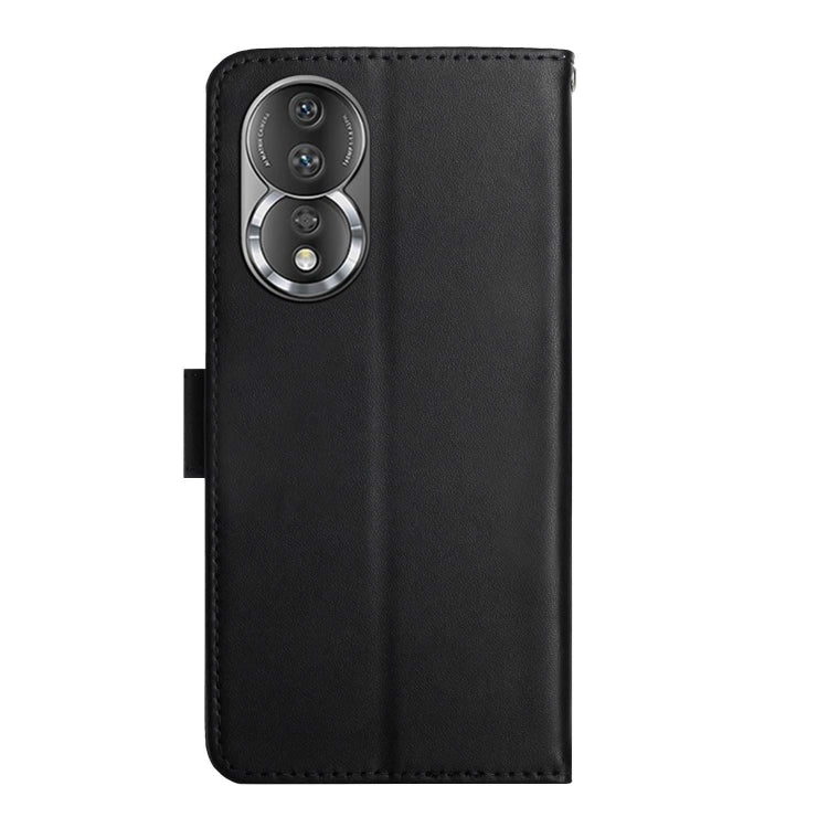 For Honor 80 HT02 Genuine Leather Fingerprint-proof Flip Phone Case(Black)