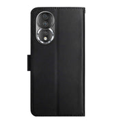 For Honor 80 HT02 Genuine Leather Fingerprint-proof Flip Phone Case(Black)