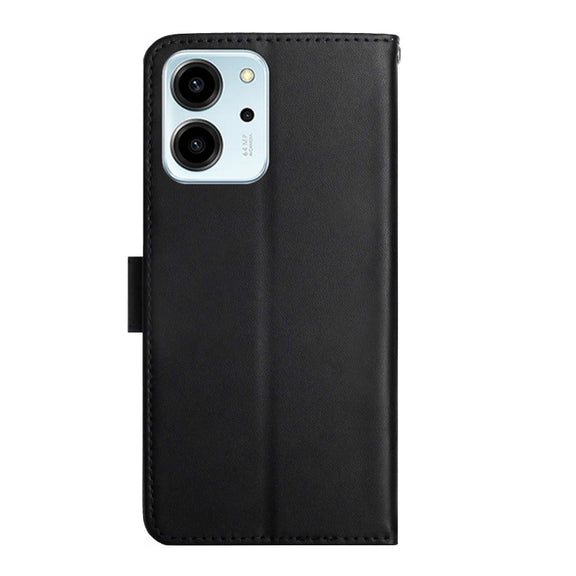 For Honor 80 SE HT02 Genuine Leather Fingerprint-proof Flip Phone Case(Black)