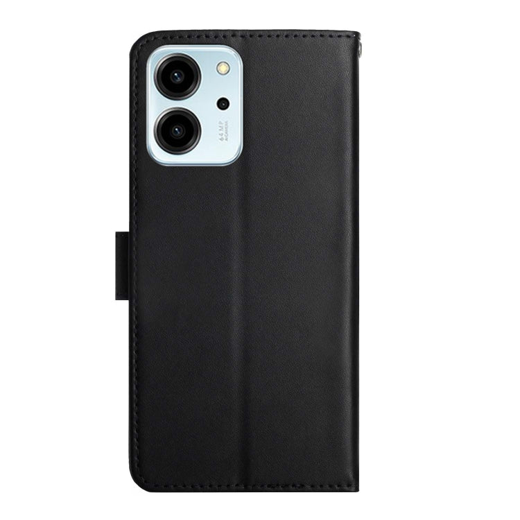For Honor 80 SE HT02 Genuine Leather Fingerprint-proof Flip Phone Case(Black)
