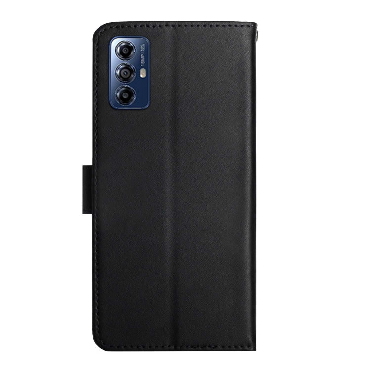 For Motorola Moto G Play 2023 HT02 Genuine Leather Fingerprint-proof Flip Phone Case(Black)
