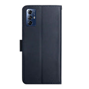 For Motorola Moto G Play 2023 HT02 Genuine Leather Fingerprint-proof Flip Phone Case(Blue)