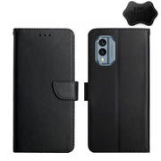 For Nokia X30 HT02 Genuine Leather Fingerprint-proof Flip Phone Case(Black)