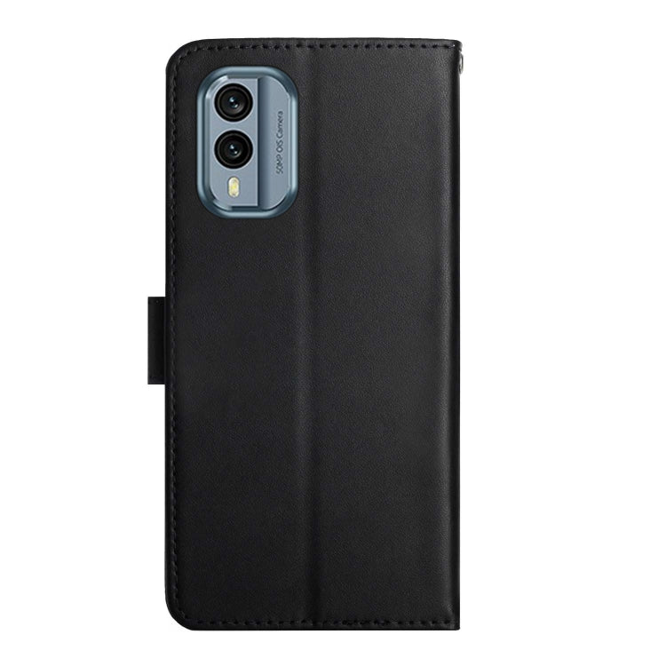 For Nokia X30 HT02 Genuine Leather Fingerprint-proof Flip Phone Case(Black)