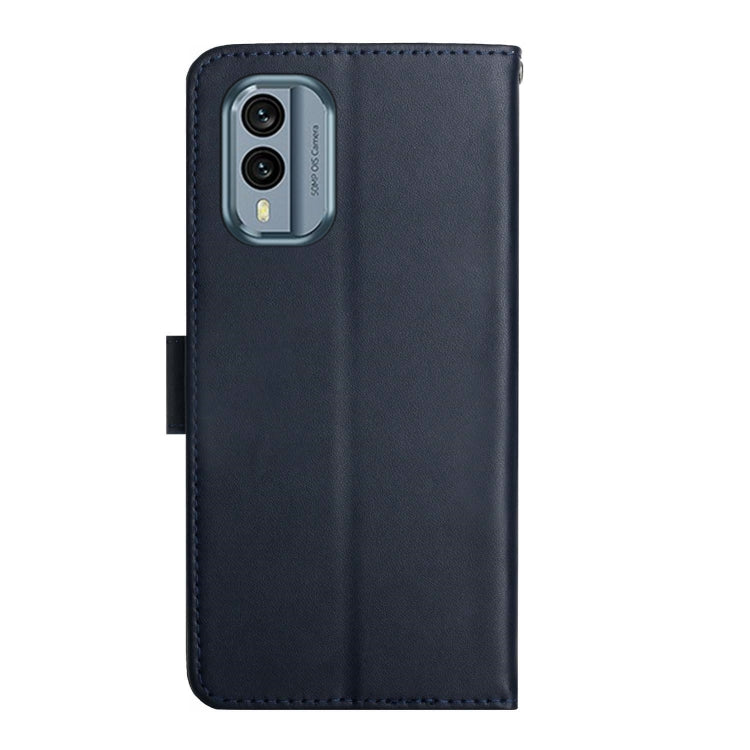 For Nokia X30 HT02 Genuine Leather Fingerprint-proof Flip Phone Case(Blue)