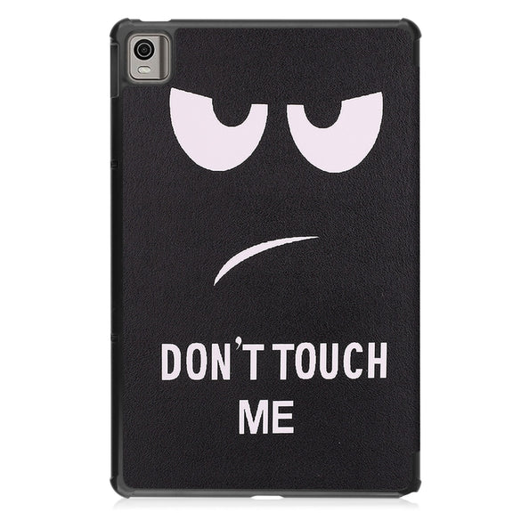 For Nokia T21 Custer Painted 3-Fold Holder Leather Smart Tablet Case(Big Eye Me)