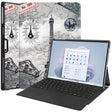 For Microsoft Surface Pro 9 Custer Painted 3-Fold Holder Leather Tablet Case(Retro Tower) - Microsoft by PMC TechLife | Online Shopping South Africa | PMC TechLife | Buy Now Pay Later Mobicred