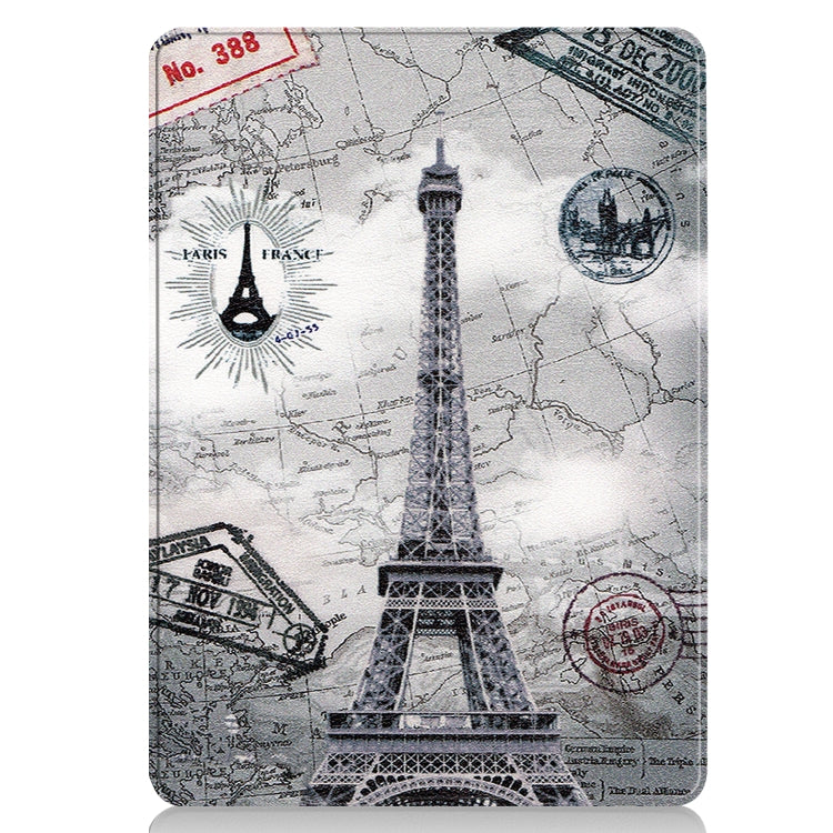 For Microsoft Surface Pro 9 Custer Painted 3-Fold Holder Leather Tablet Case(Retro Tower)
