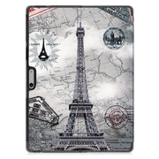 For Microsoft Surface Pro 9 Custer Painted 3-Fold Holder Leather Tablet Case(Retro Tower)
