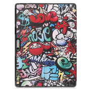 For Microsoft Surface Pro 9 Custer Painted 3-Fold Holder Leather Tablet Case(Graffiti)