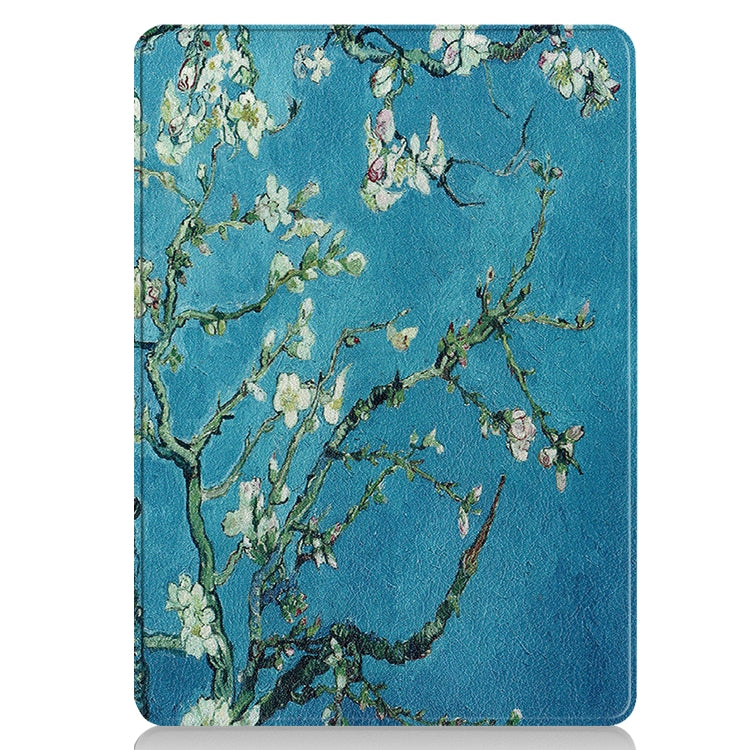 For Microsoft Surface Pro 9 Custer Painted 3-Fold Holder Leather Tablet Case(Apricot Flower)