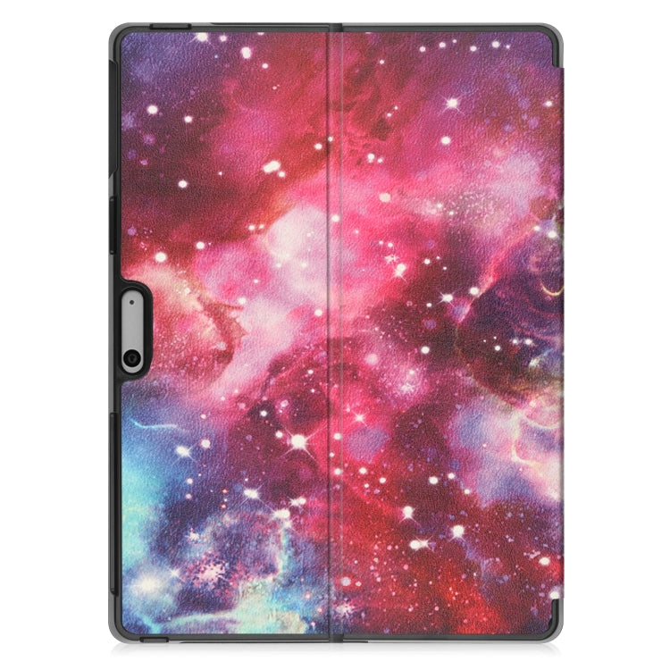 For Microsoft Surface Pro 9 Custer Painted 3-Fold Holder Leather Tablet Case(Milky Way Nebula)