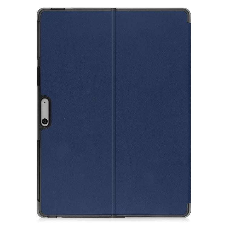 For Microsoft Surface Pro 9 Custer Pure Color Holder Leather Tablet Case(Dark Blue)