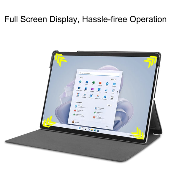 For Microsoft Surface Pro 9 Custer Pure Color Holder Leather Tablet Case(Dark Blue)