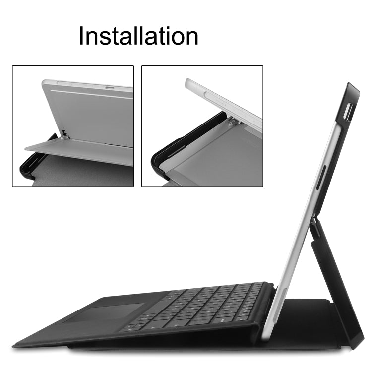 For Microsoft Surface Pro 9 Custer Pure Color Holder Leather Tablet Case(Grey)