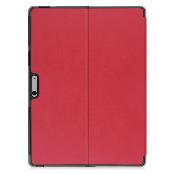 For Microsoft Surface Pro 9 Custer Pure Color Holder Leather Tablet Case(Red)