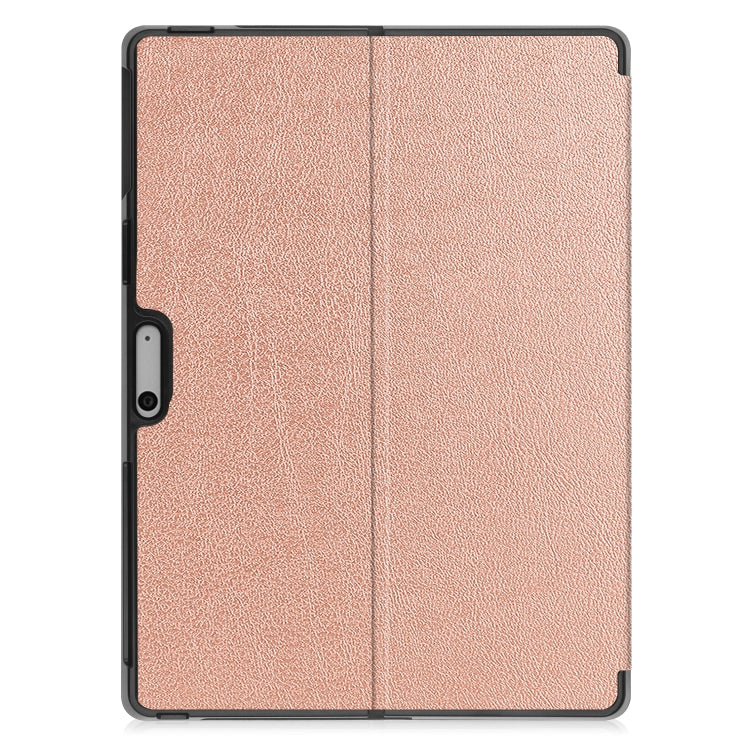 For Microsoft Surface Pro 9 Custer Pure Color Holder Leather Tablet Case(Rose Gold)