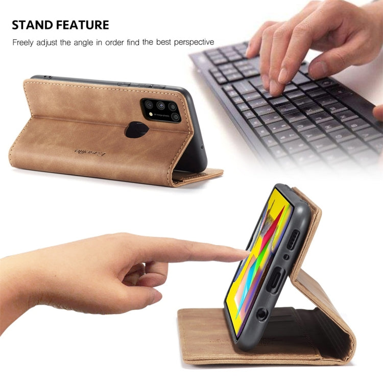 For Galaxy M31 CaseMe-013 Multifunctional Horizontal Flip Leather Case with Card Slot & Holder & Wallet(Brown)