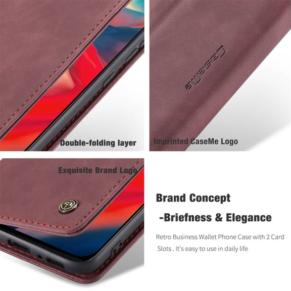 For Galaxy M31 CaseMe-013 Multifunctional Horizontal Flip Leather Case with Card Slot & Holder & Wallet(Wine Red)