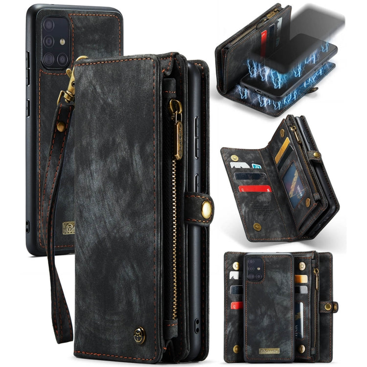 For Samsung Galaxy A51 CaseMe-008 Detachable Multifunctional Flip Leather Phone Case(Black)