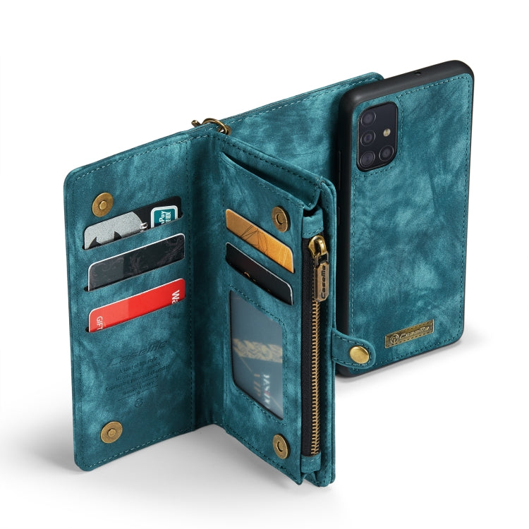 For Samsung Galaxy A51 CaseMe-008 Detachable Multifunctional Flip Leather Phone Case(Blue)