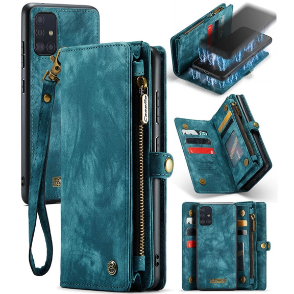 For Samsung Galaxy A51 CaseMe-008 Detachable Multifunctional Flip Leather Phone Case(Blue)