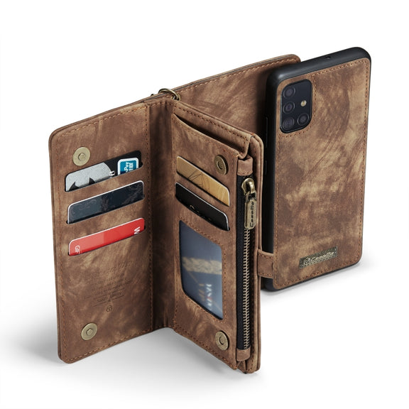 For Samsung Galaxy A51 CaseMe-008 Detachable Multifunctional Flip Leather Phone Case(Brown)