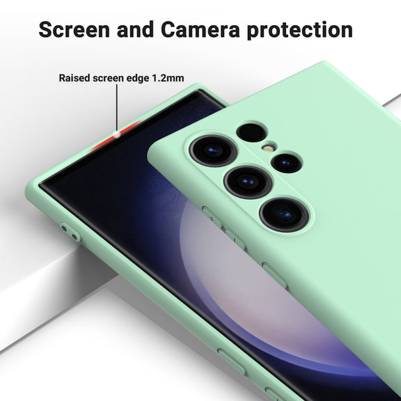 For Samsung Galaxy S24 Ultra 5G Solid Color Liquid Silicone Dropproof Full Coverage Phone Case(Green)