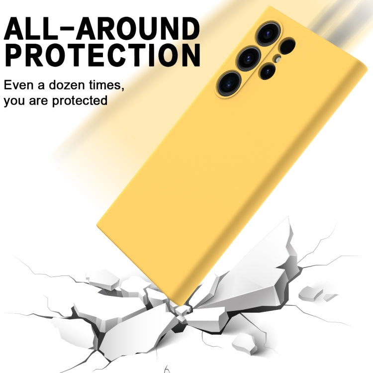 For Samsung Galaxy S24 Ultra 5G Solid Color Liquid Silicone Dropproof Full Coverage Phone Case(Yellow)