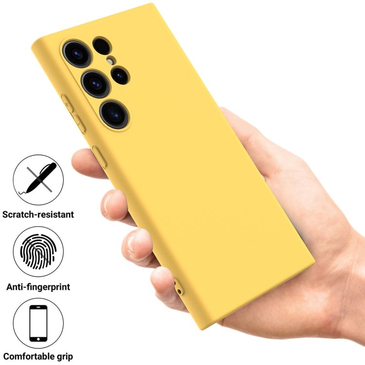 For Samsung Galaxy S24 Ultra 5G Solid Color Liquid Silicone Dropproof Full Coverage Phone Case(Yellow)