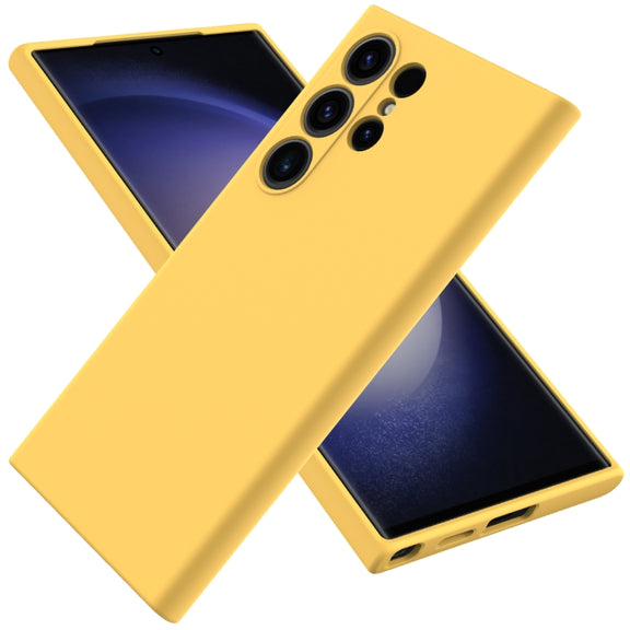 For Samsung Galaxy S24 Ultra 5G Solid Color Liquid Silicone Dropproof Full Coverage Phone Case(Yellow)