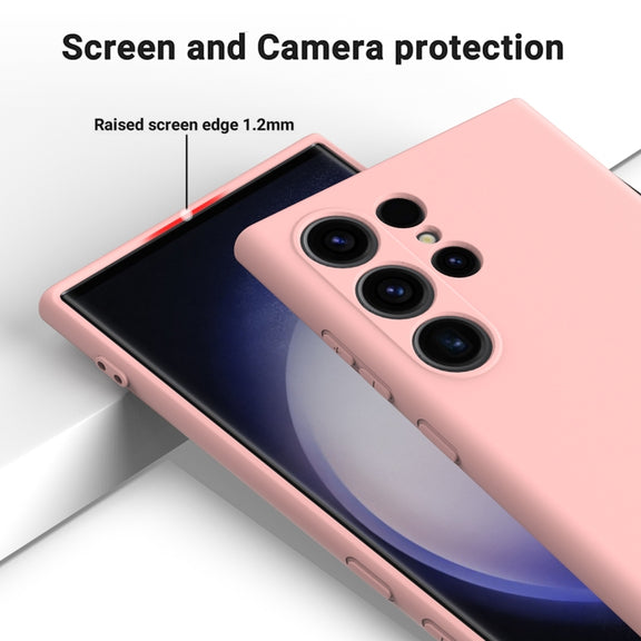 For Samsung Galaxy S24 Ultra 5G Solid Color Liquid Silicone Dropproof Full Coverage Phone Case(Pink)
