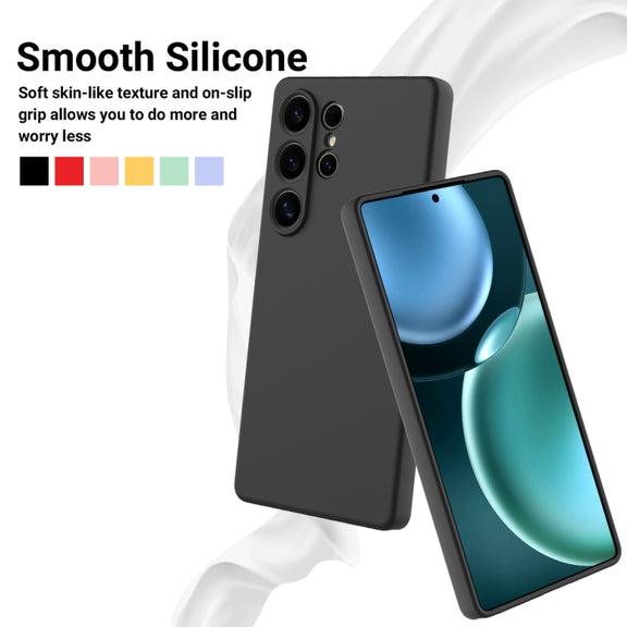 For Samsung Galaxy S25 Ultra Solid Color Liquid Silicone Dropproof Full Coverage Phone Case(Black)