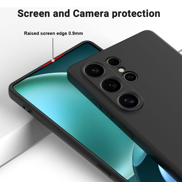For Samsung Galaxy S25 Ultra Solid Color Liquid Silicone Dropproof Full Coverage Phone Case(Black)