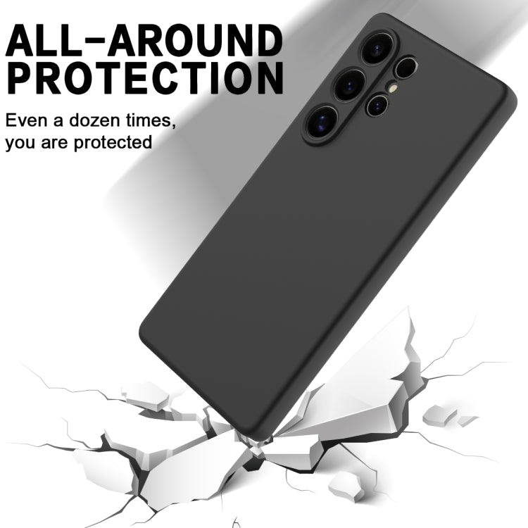 For Samsung Galaxy S25 Ultra Solid Color Liquid Silicone Dropproof Full Coverage Phone Case(Black)